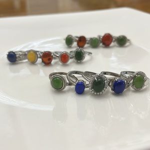 Bundle of five gemstone rings